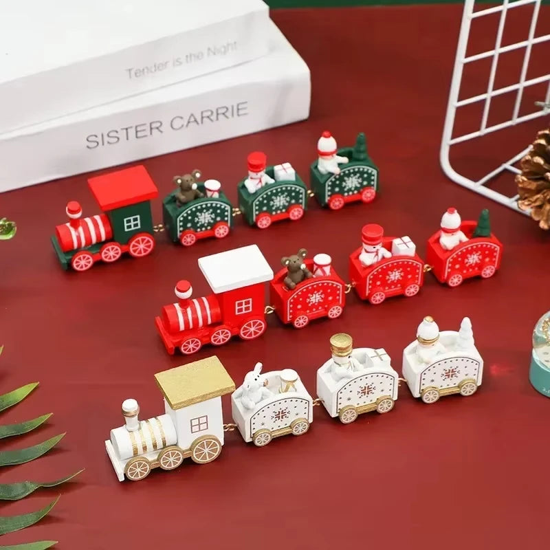 Christmas Decorations 2025 Christmas Wooden Train Xmas Tree Ornament Navidad Noel Home Decor New Year's Eve Decorations Kid Gift