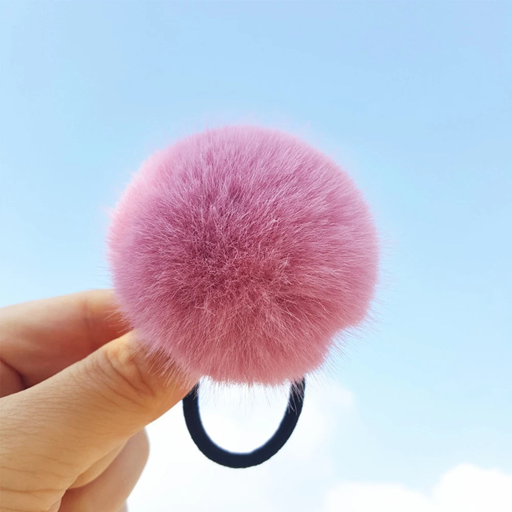 Winter Lovely Hair Ties Pompom  Hairband  Hair Rope Ponytail Holder Hair Accessories Pompom Rubber Band