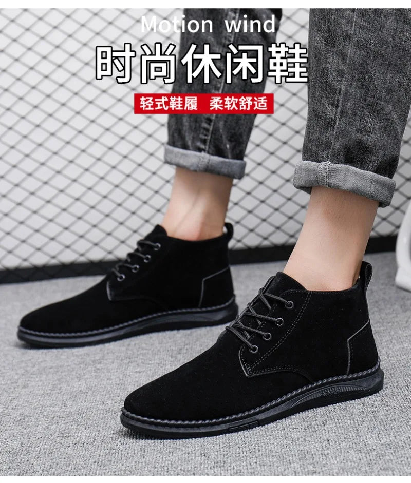 2025Men's Shoes High-top Casual Shoes High Quality Suede Chelsea Boots Fashion British Ankle Boots Business Oxfords Dress Shoes