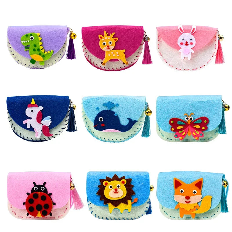 Kid's Handmade DIY Toys Cute Cartoon Animals Cloth BagShape Craft Kits Non-woven Weaving Montessori Aids Early Education