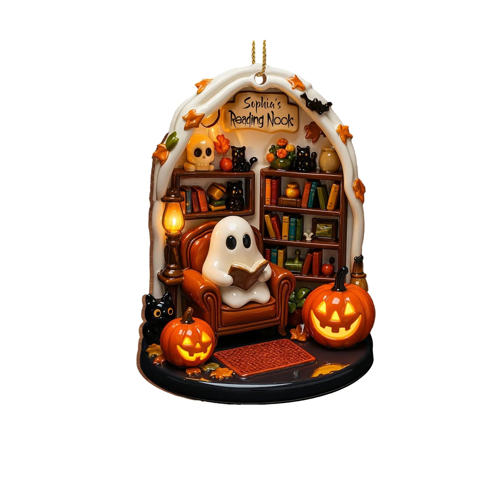 Halloween Ghost Reading 2D Flat Ornaments Festival Atmosphere Theme Party Decorative Supplies Creative Home Decorative Gift