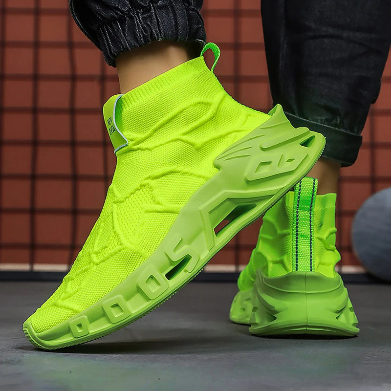 Men's Outdoor Sports Shoes - High-Top Sports Shoes Are Novel and Fashionable, Non-Slip and Durable, Suitable for All Seasons, Versatile Sports Shoes