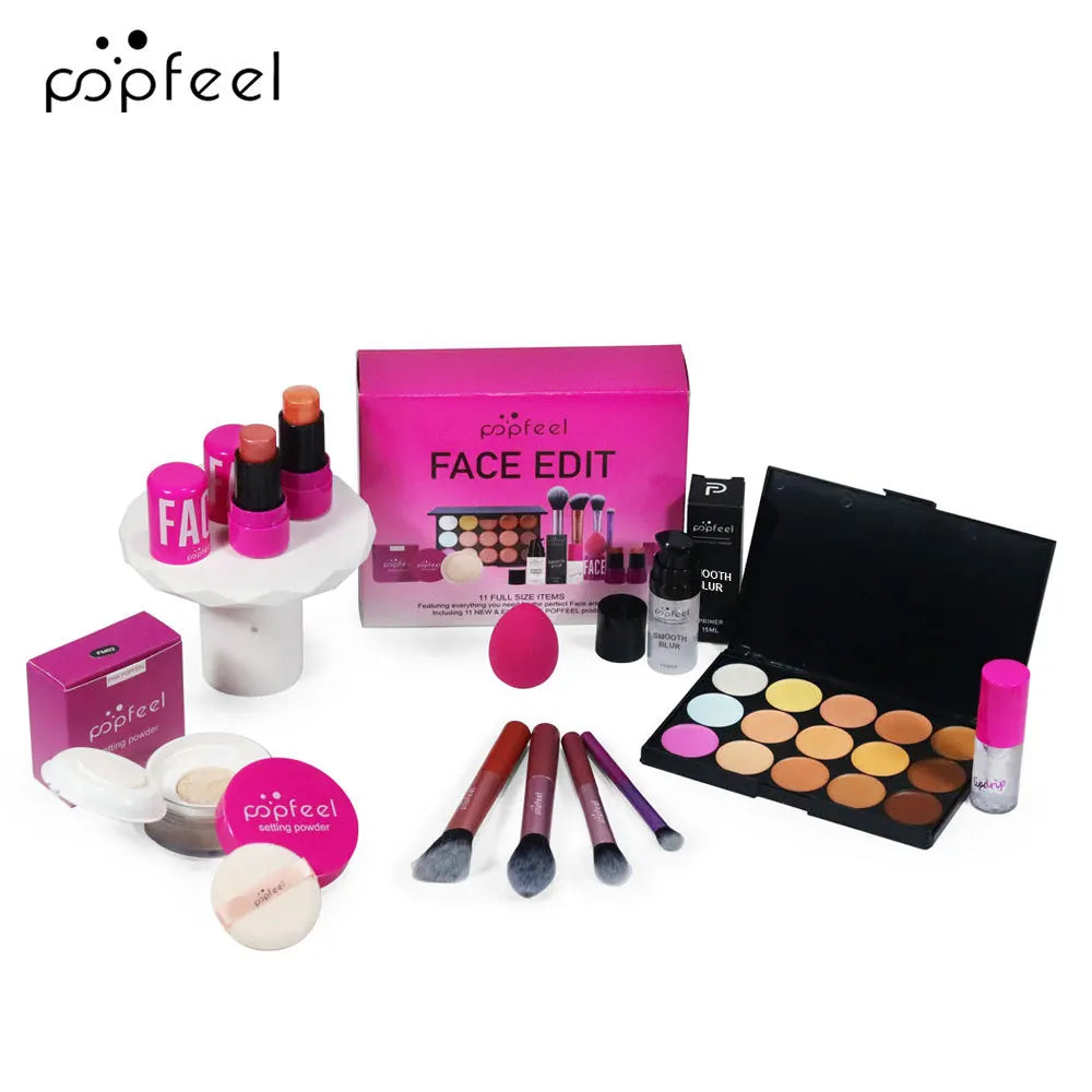 Makeup Gift Set for Women Full Kit All in One Make Up Eyebrow Powder Lipstick Lip Gloss Brush Shimmer Glitter Eye Shadow Palette