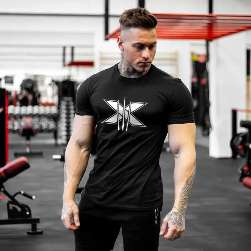 Tshirt for Men Bodybuilding  Graphic T Shirts Workout Fitness Men Clothing Short Sleeve Shirt Street Wear
