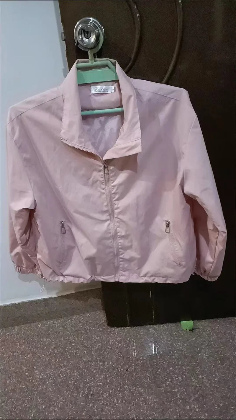 Women Short Jacket Spring Autumn New Casual Femme Windbreaker Stand Collar Tooling Jacket Basic Zipper Coat Tops Gabardina Mujer