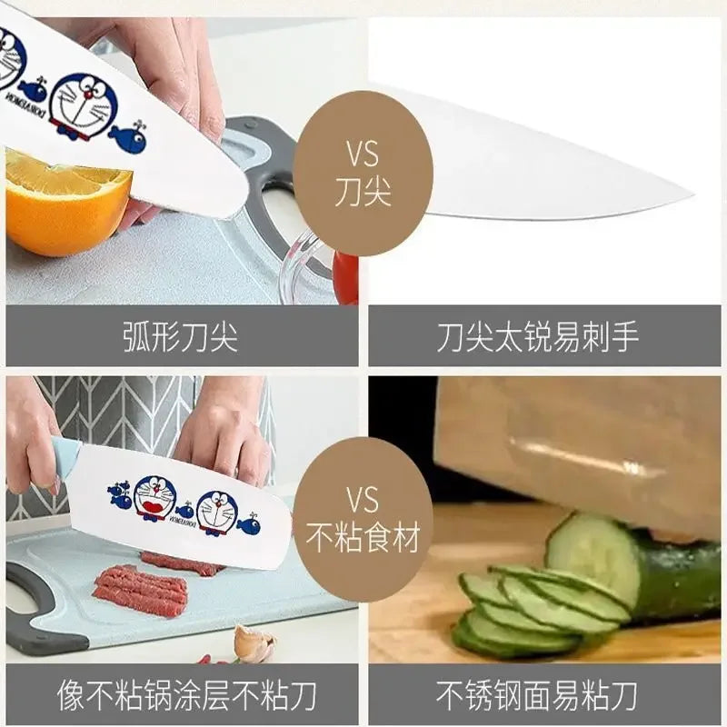Sanrio  animation peripheral cartoon Kawaii Hello kitty anti-rust kitchen knife cutting board set creative fruit knife wholesale