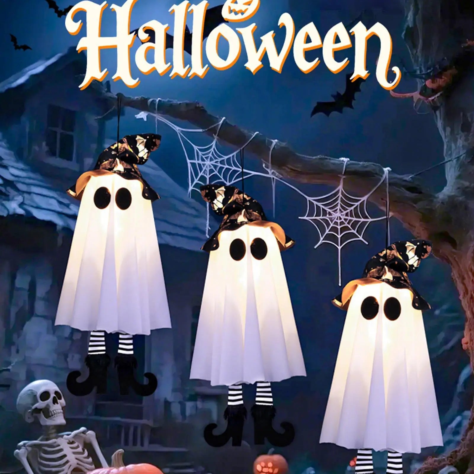 Halloween Decor LED Light Up Witch Ghost for Halloween Party Home Indoor Outdoor Yard Decoration Scary Hanging Ornaments Gift