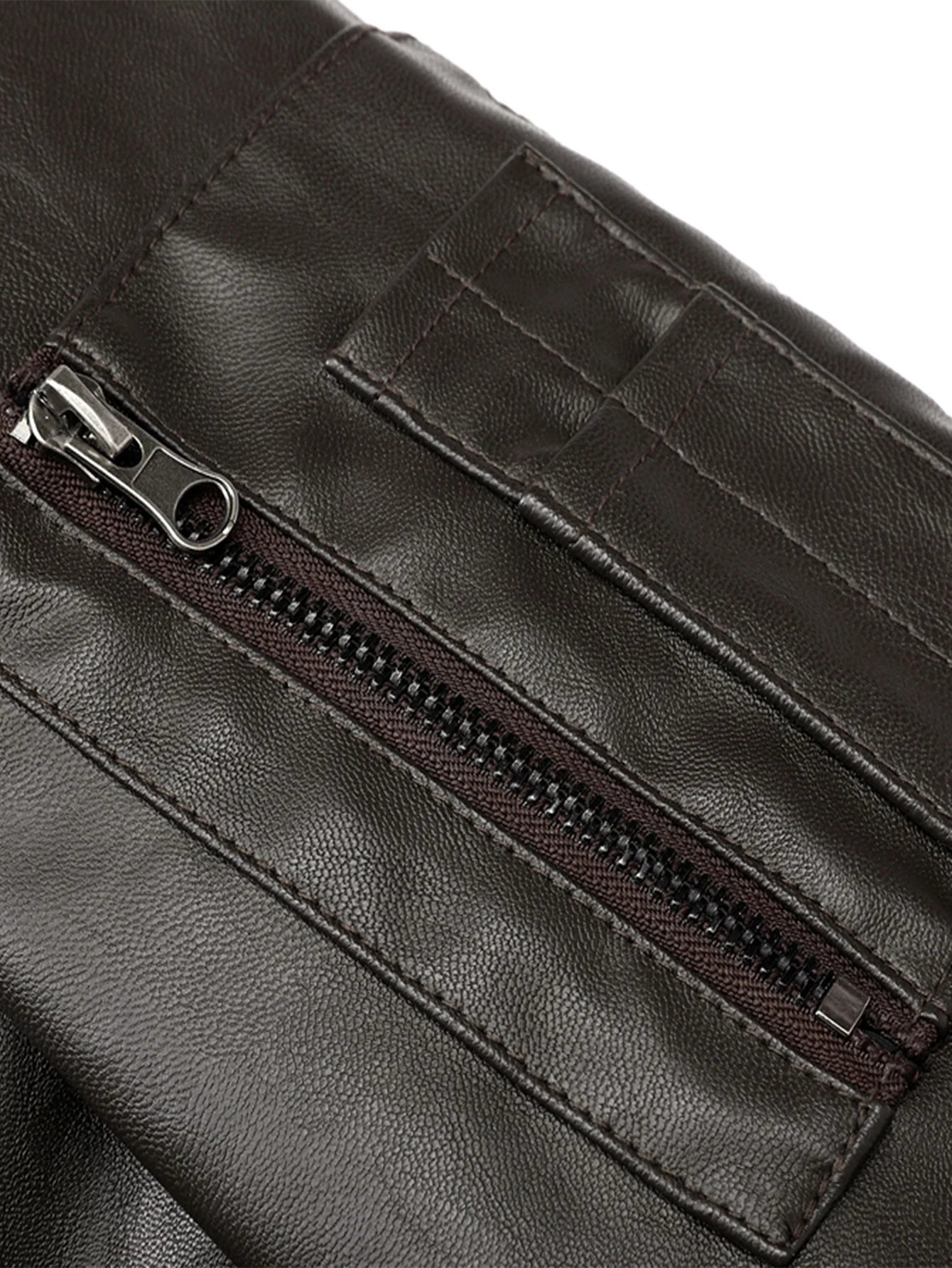 Men'S Baseball Jacket - Windproof Warm Coat with Zipper Closure, Brown & Green Accent Jacket, Non-Stretch Shell for Casual Outer