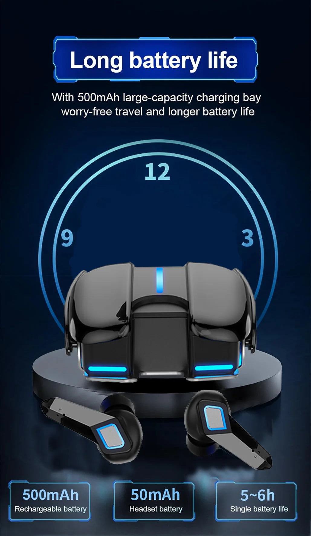 Bluetooth Gaming Earphone Cool Appearance Aluminum Alloy Base Lighting Music Game Dualmode Low Latency HiFi Sound Effect Headset