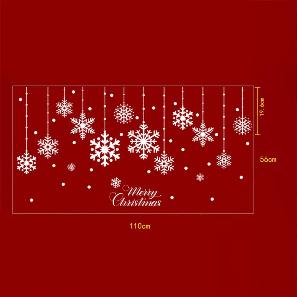 Christmas Wall Window Sticker Decoration Self Adhesive Hanging Snow Snowman Ball Tree Santa Stickers Glass Xmas Decor