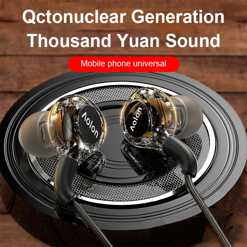 2025 Newest Wired Earphone With Microphone Hifi Music Monitor Bass Headphones Noise Cancelling Headset For Sport Gaming Earbuds