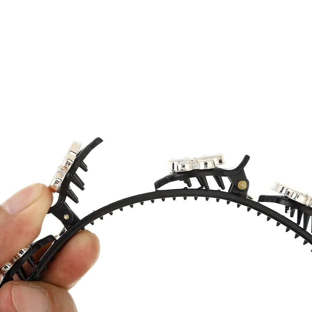 Hair Accessories Elegant Hair Bands with Clips Shiny Sweet Women Butterfly Hair Hoop Hair Weaving Tool Headwear Hairband Gifts