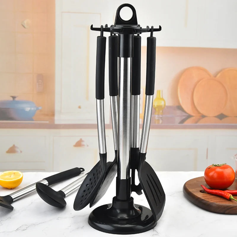 Kitchen Rotary Storage Rack Rotatable Kitchenware Organizer Hooks Spatula Spoon Knife Storage cabinet Kitchen Accessories New