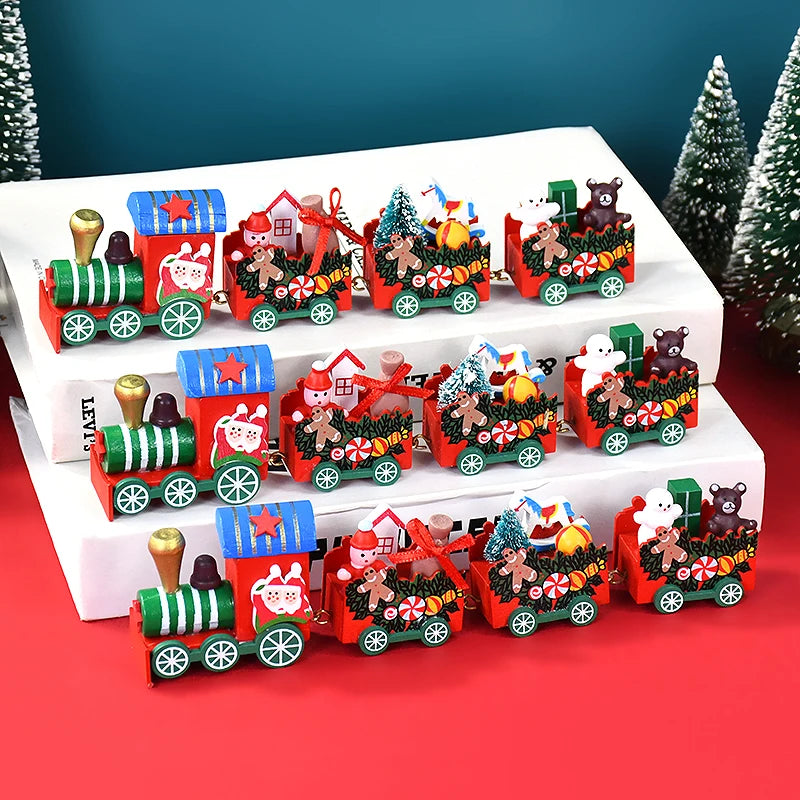 Christmas Wooden Train Merry Christmas party Decorations Home Desktop Ornament Xmas Navidad Noel Kids Gift New Year 2025 Gifts