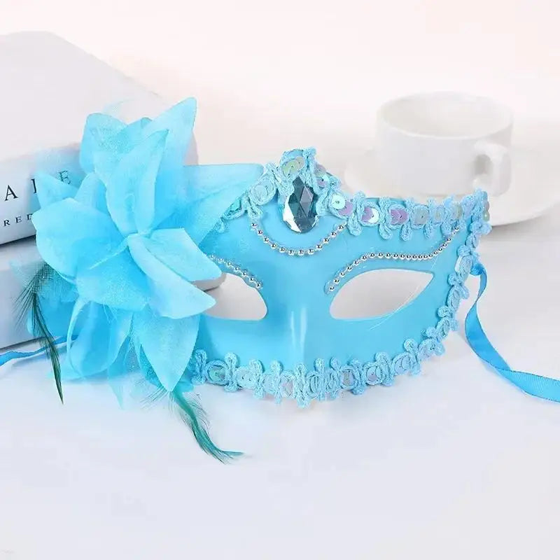 Halloween Princess Half Face Mask Mask Makeup Ball Lily Flower Mask Party Princess Sexy Half Face Mask Stage Performance Mask