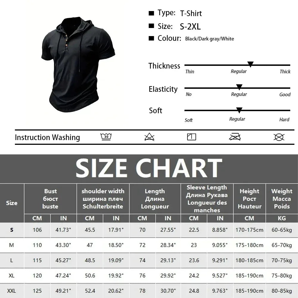 Men T Shirts  Summer Slim Fitness Hooded Short-Sleeved Bodybuilding Quick Dry Tshirt Male Gym Clothes Breathable Sports Tops