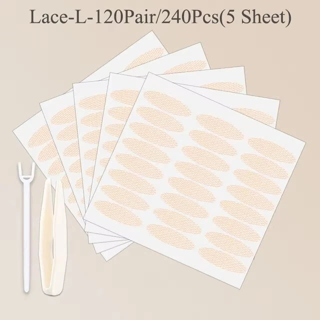 240Pcs Invisible Double Fold Eyelid Tape Sticker Lace Nature Clear Beige Stripe Self-adhesive Natural Eye Makeup With Tools