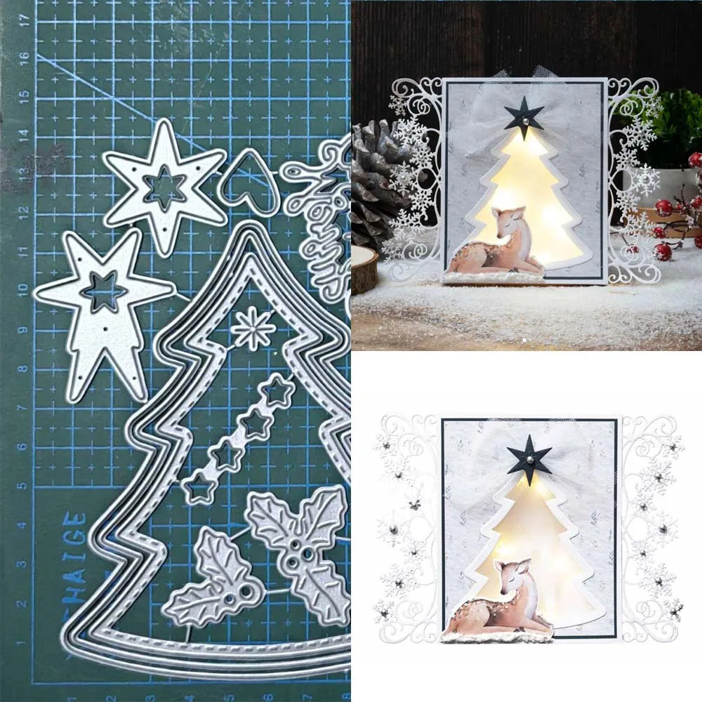 Christmas Tree  Metal Cutting Dies Stencil For DIY Scrapbooking Embossing Paper Cards Album Making Decorative Craft Cut Template