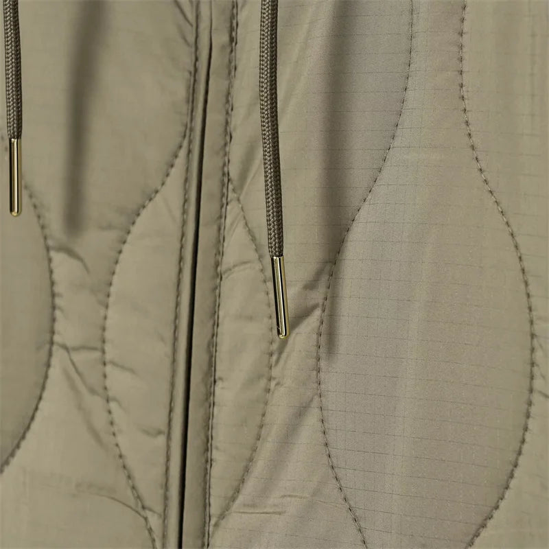 Women's Hooded Belted Quilted Jacket, Warm, Cool, Stylish, Fall, 2025