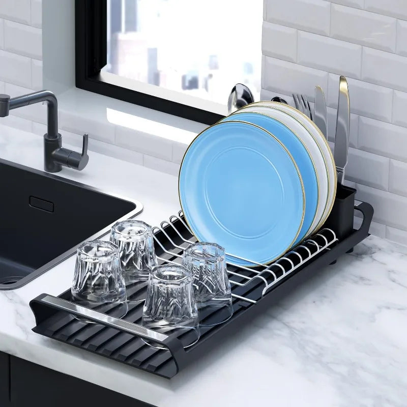 Kitchen Dish Storage Rack Retractable Dish Rack Kitchen Organizer Rack Countertop for Dishes and Chopsticks Drain Basket