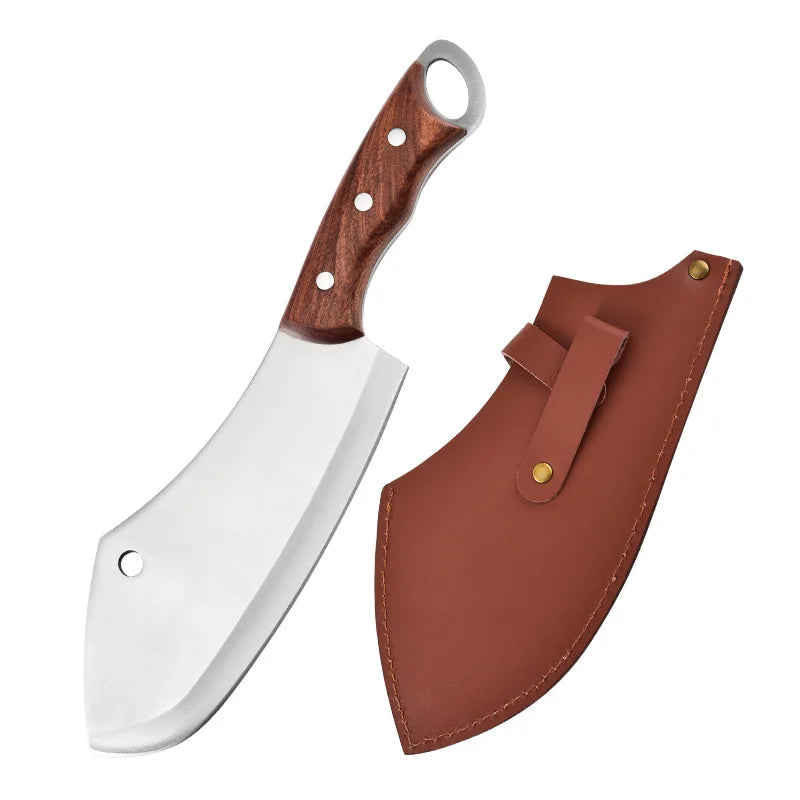 Kitchen Chef Knife Stainless Steel Meat Fish Fruit Vegetable Slicing Bone Chopping Professional Butcher Cleaver Knife with Cover