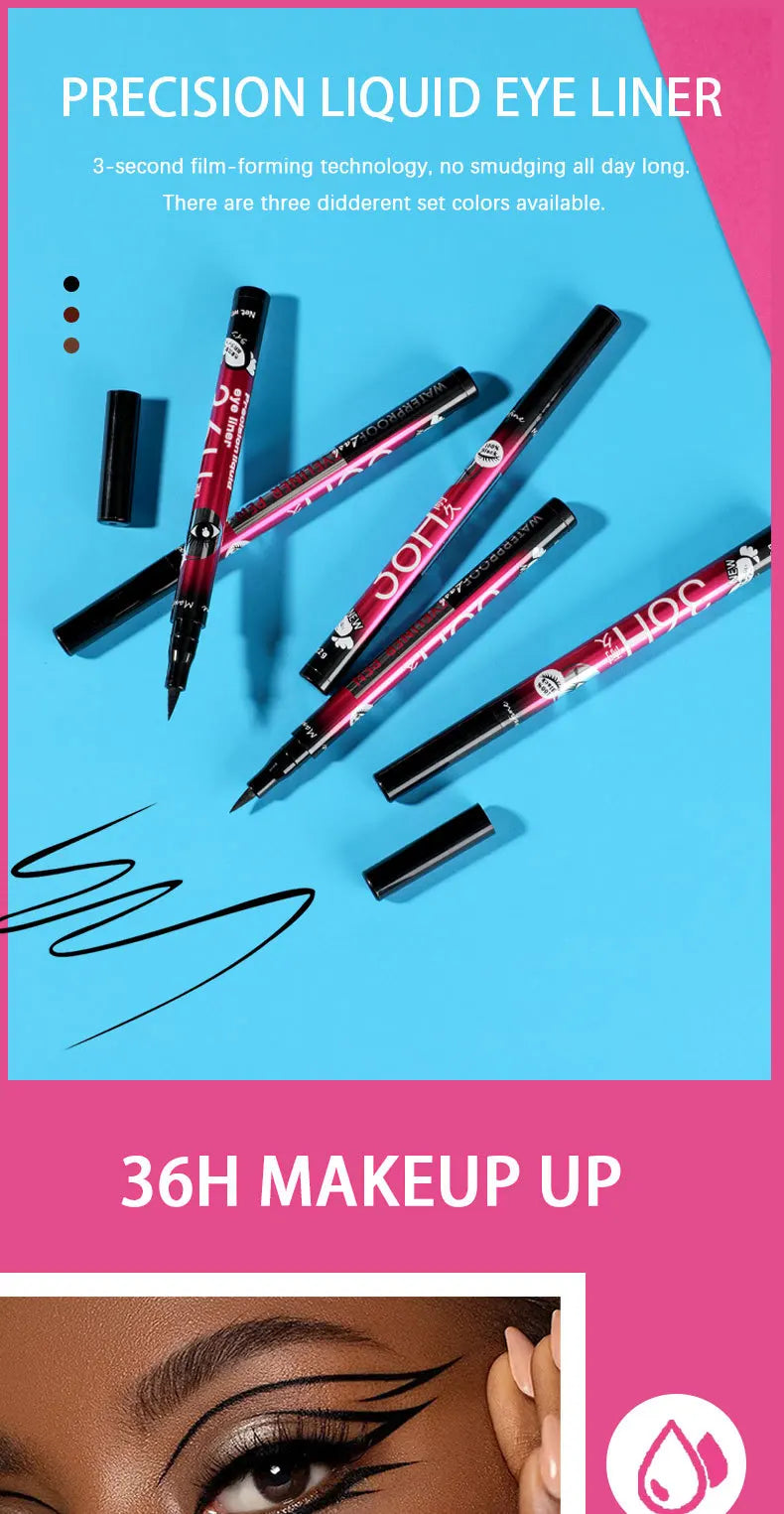 Long Lasting Quick Drying Waterproof Easy To Color Non Smudging Smooth Liquid Eyeliner