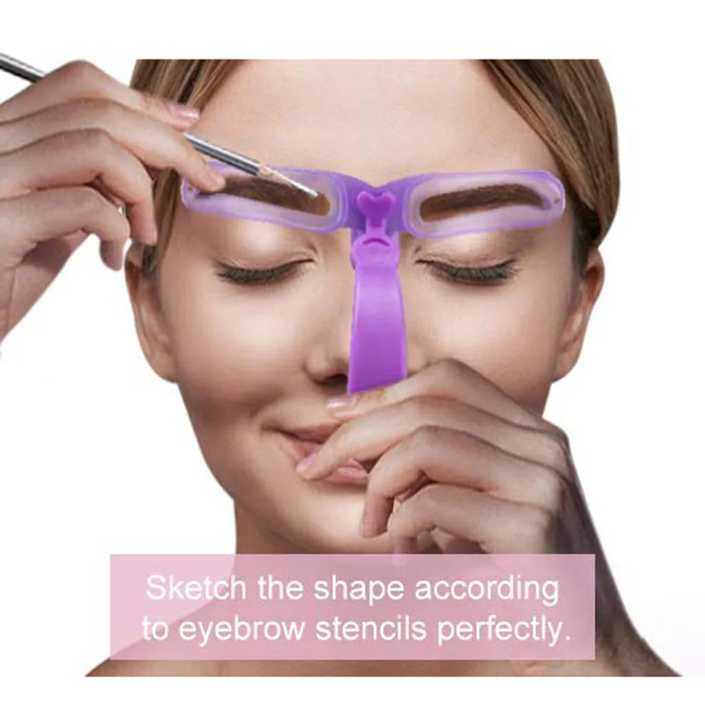 8 In 1 Reusable Eyebrow Stencil Beauty Makeup Brow Stamp Template Eyebrows Shape Set Eye Brow Makeup Tools and Accessories