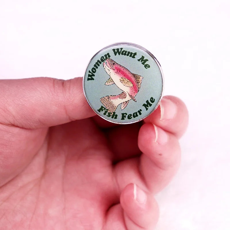 women want me fish fear me Enamel Pin brooch Accessories for bags jackets jeans hats