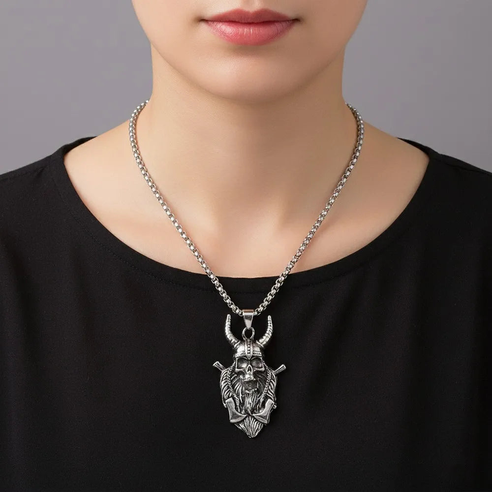 Men's Cool Personalized Viking Skull Pendant Accessories Retro Gothic Gift Toys Suitable for Giving to Friends as Gifts