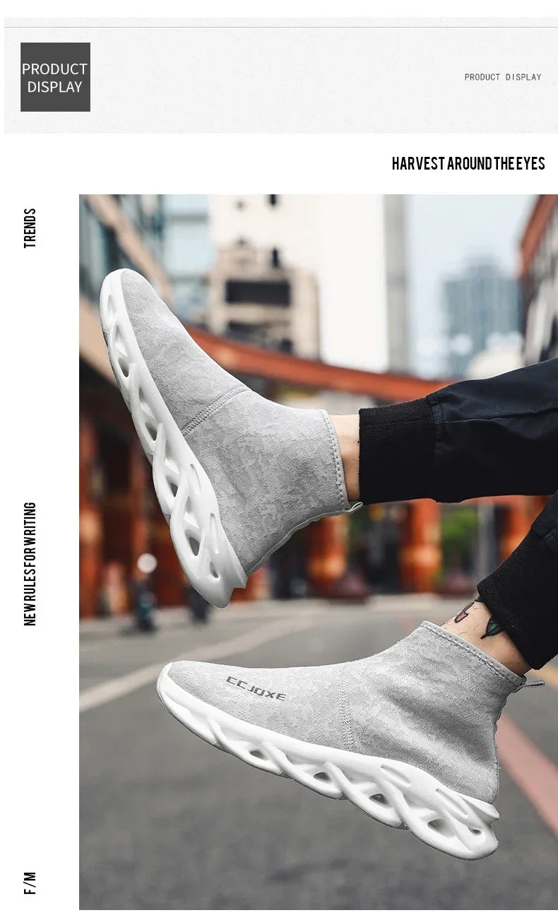 Socks Shoes for Men Black Sneakers Light Breathable Men Runing Shoes Outdoor Platform High Top Men Shoes New Unisex Sport Shoe