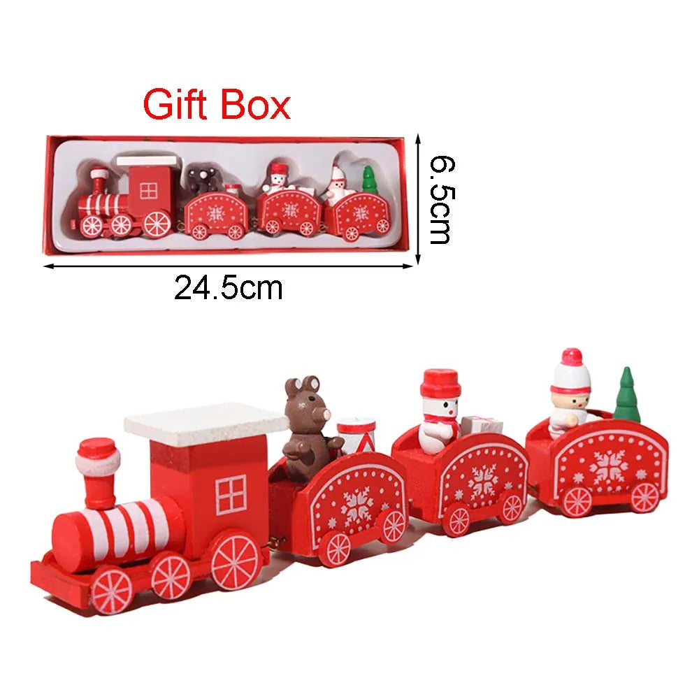 Christmas Decorations, Wooden Four-festival Mini Train, Children's Holiday Gifts, Window Display Table Ornaments Navidad