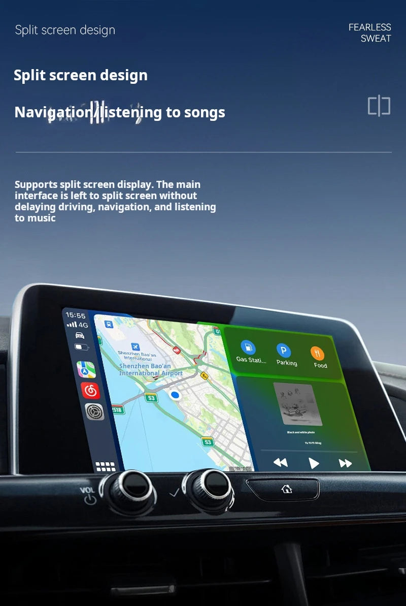 Plug-in Carplay Android Auto 2-in-1 Box Wireless CarPlay Smart Car Adapter Stable Connection for Most Vehicles+Play Blueto