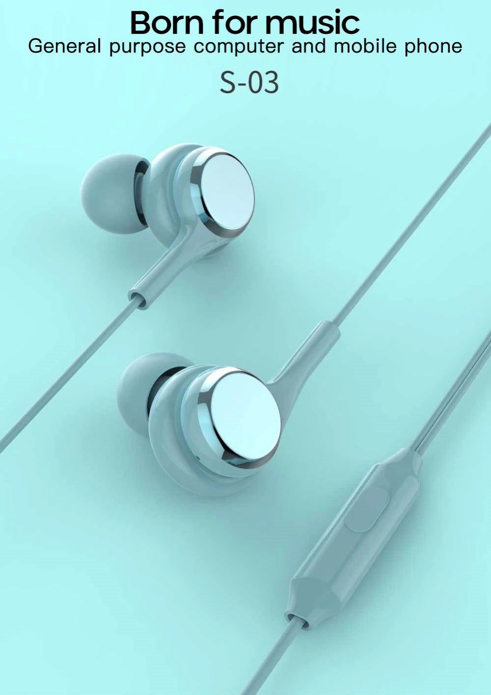 3.5mm Wired Earphones with Microphone, Universal In-Ear Headphones Hands-Free Calling & Metallic Finish for Phone PC