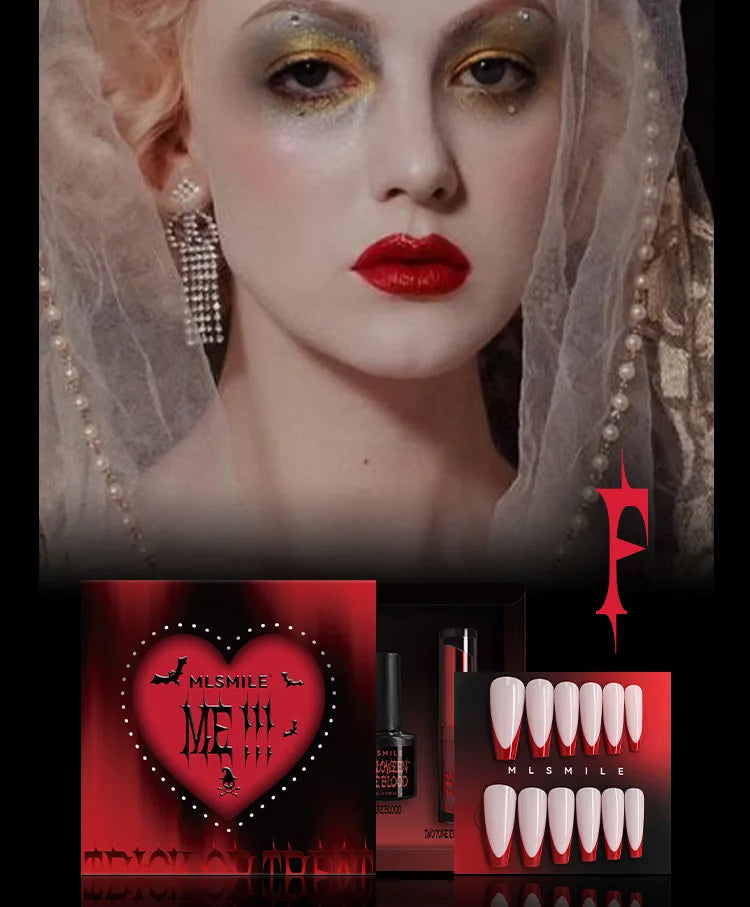 MLSMILE Halloween Makeup Set Eyeshadow Glitter Lip Glaze Fake Blood Wearing Armor 4pcs/set Festive Set Trick or Treat Cosmetics