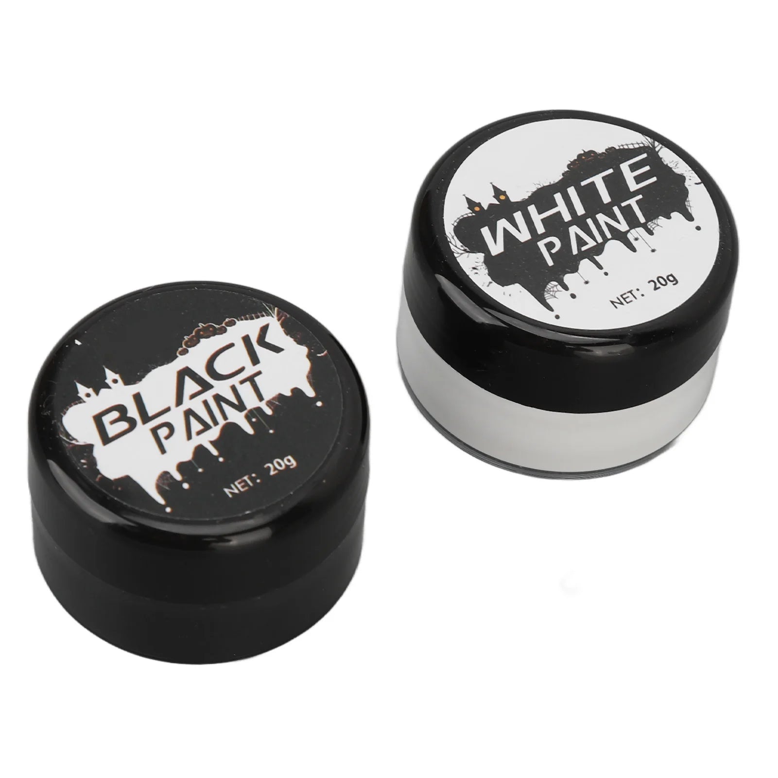 Halloween Face Paint Kit Cosplay Face Body Paint Highly Pigmented Black and White Easy to Paint with Brush for Theme Parties