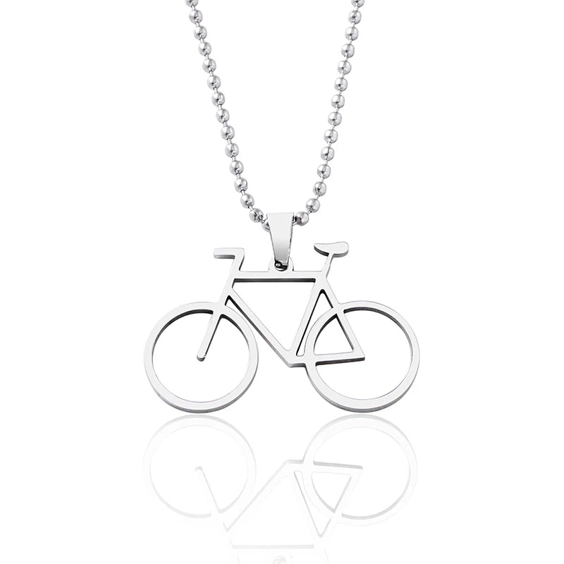 Hip Hop Men Bicycle Pendant Necklace Fashion Silver Plated Stainless Steel Necklace Jewelry Accessories