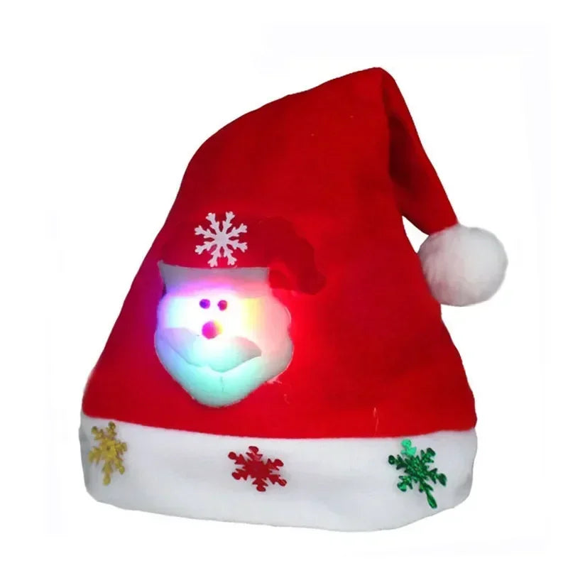 Hat New Year Costume Santa Claus Xmas Winter Gift Decor Christmas LED Hat New Year Cute Kids Adults Cap Navidad Children Girl
