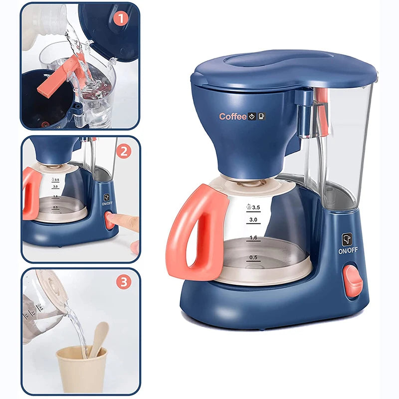 Kitchen Home Appliances Kids Pretend Play Set Toy Household Coffee Maker Mixer Toaster Vacuum Cleaner Playset for Children Gifts