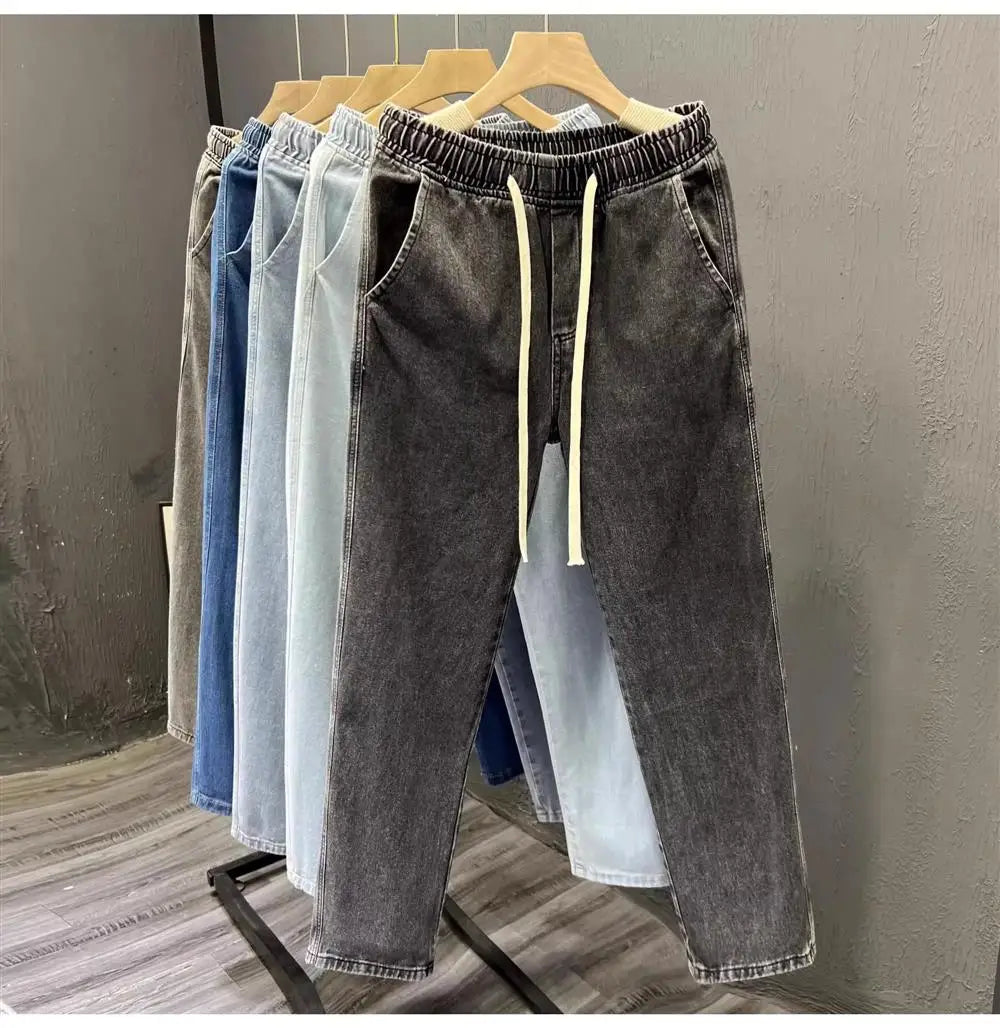 Men's Casual Loose Straight Leg Jeans Thin Wear Resistant Spring Autumn Vintage Workwear Trousers Comfortable Denim Pants