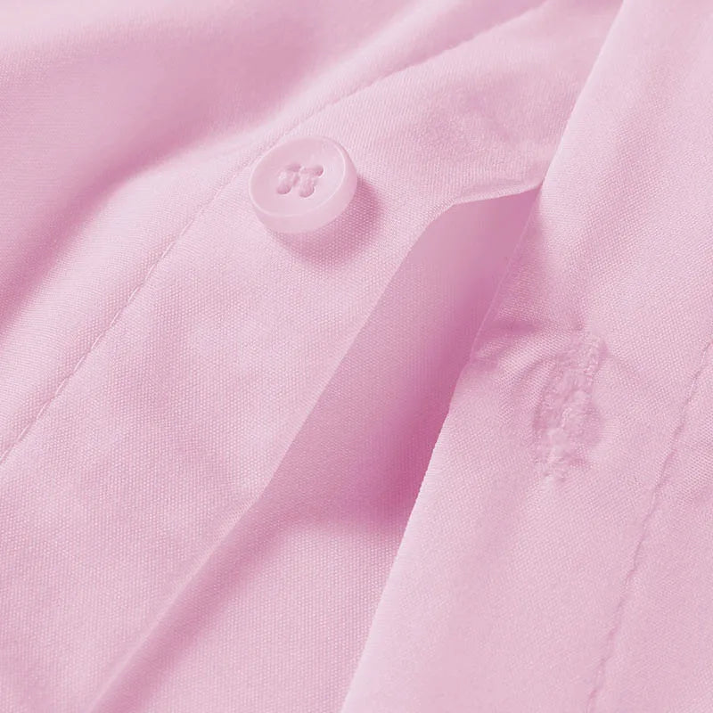 New Men's Business Casual Solid Color Short Sleeved Shirt for Summer Fashion No Ironing Comfortable and Versatile Top