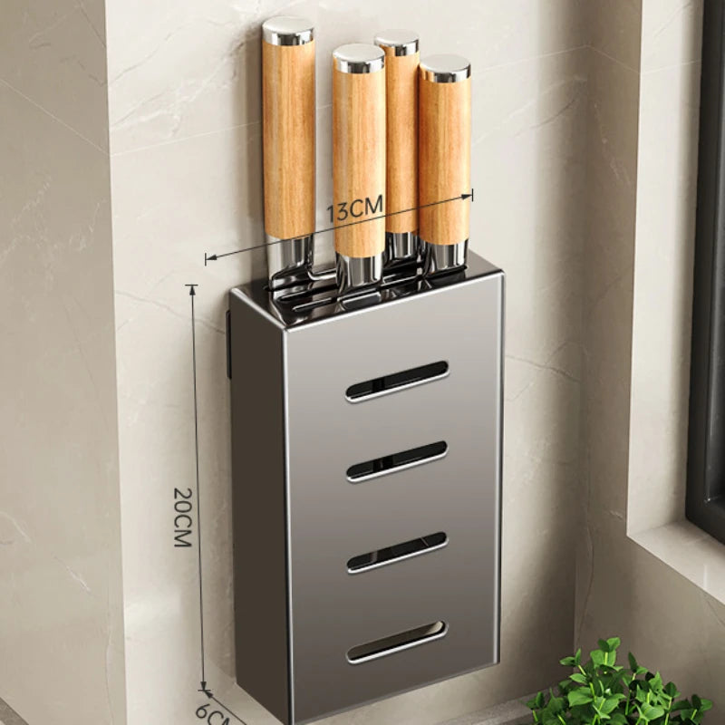 Kitchen knife holder, knife rack, non-perforation, wall-mounted storage box, kitchen organizer  kitchen items