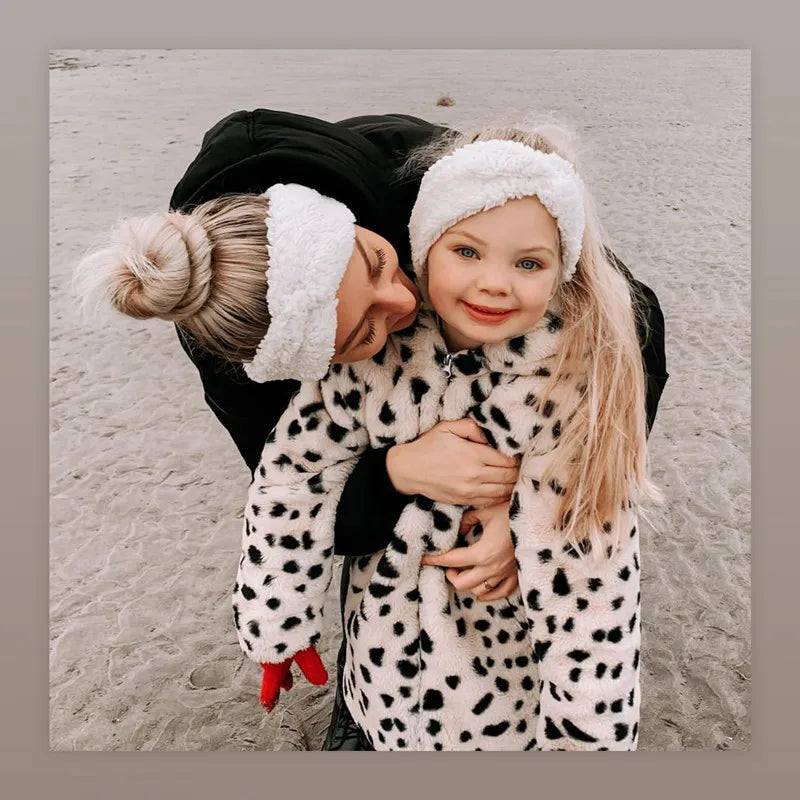 Winter Headband for Mother Girls Hair Accessories Teddy Fabric Head Wrap Soft Twist Knot Turban Ear Warmer Vintage Hairbands