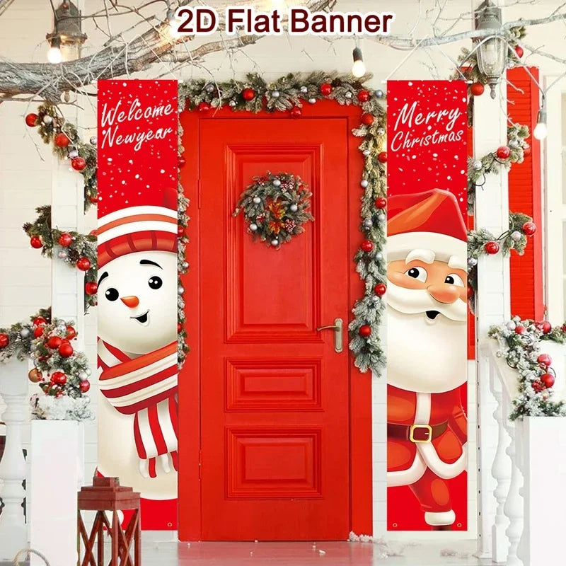 Christmas Door Decoration 2025 Merry Christmas Banner Decor for Home Hanging Xmas Ornament Navidad Happy New Year Gift 2026