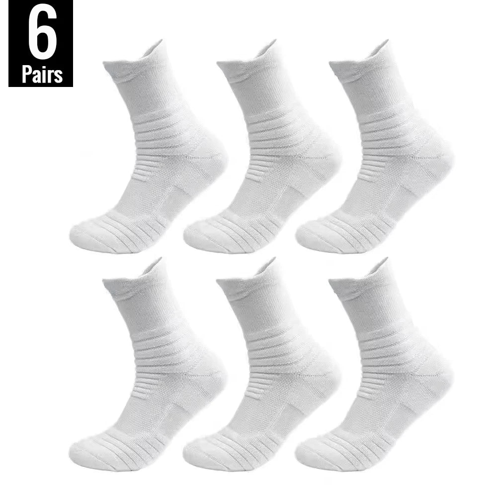 6/3/1 Pairs New Men Sports Running Fitness Flight Short Tube Socks Women's Towel Bottom Basketball Socks Solid Color Black Socks