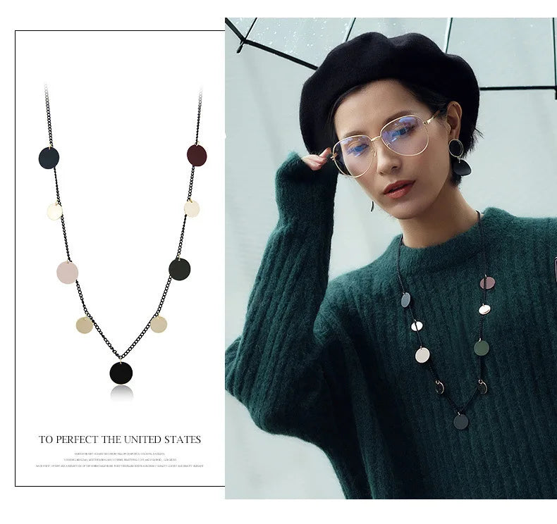 Women's Necklace Bohemian Geometric Round Vintage Tassel Long Sweater Chain Necklaces Fashion Women Jewelry Accessories