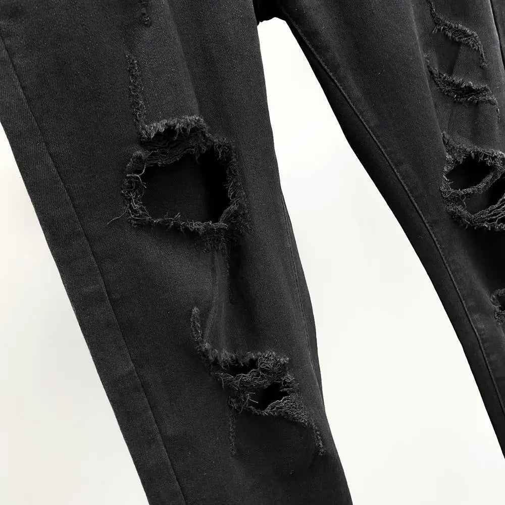 Ripped Jeans Men's Summer Thin Casual Elastic Versatile White Jeans Men's Korean Trendy Pants denim men clothing cargo pants