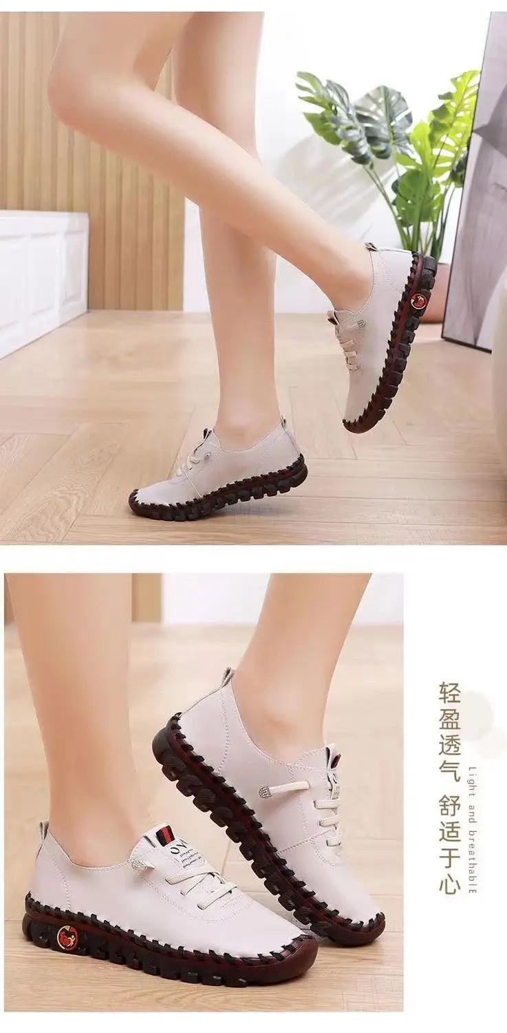 Spring Shockproof Orthopedic Shoes For Women Autumn Lace Up Flats Women's Loafers Ladies Comfort Moccasins Female Driver Shoes