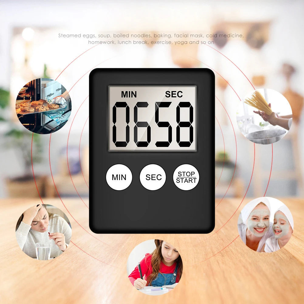 Digital Electronic Kitchen Timer Multi-Function Electronic Timer Stopwatch LCD Display Mini for Sports Exercise Baking Cooking