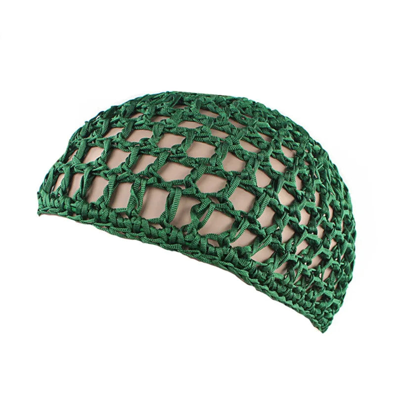 Women Mesh Hair Net Crochet Cap Rayon Knit Snood Hat Thick Short Hairnet Sleeping Night Cover Turbans Styling Tool Accessories