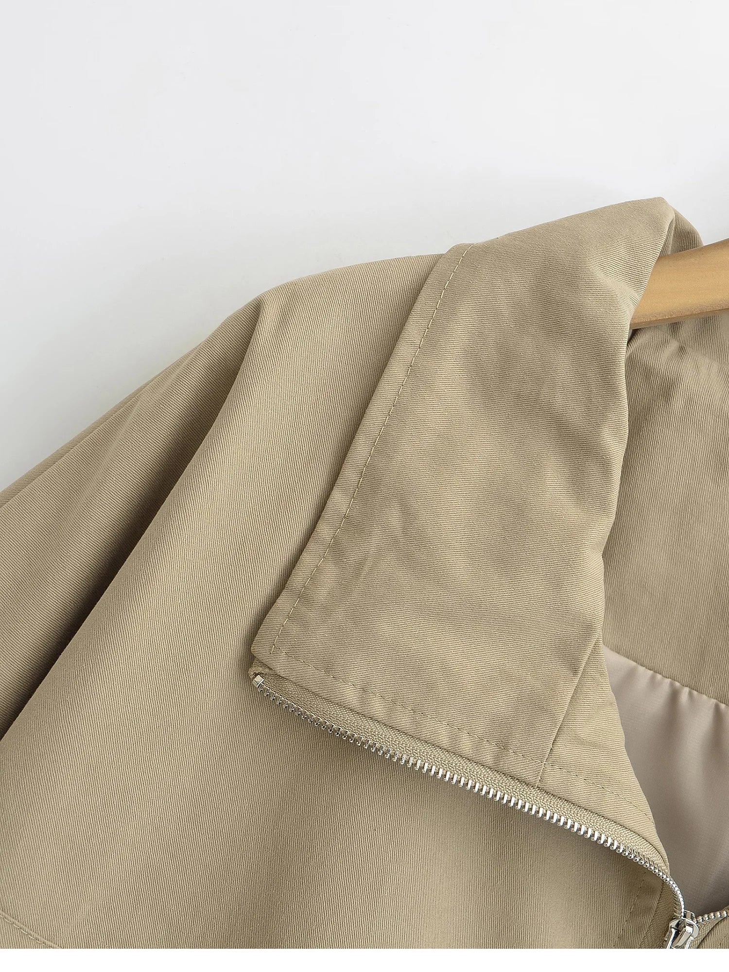 Women's Cropped Utility Jacket - Drop Shoulder Drawstring Hem Ribbed Cuffs Lightweight Cotton